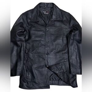REAL LEATHER Vintage Y2K Black Casual Bomber Duster Retro Jacket Coat Mens 3XL